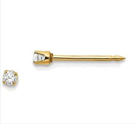 14K Gold 2mm Prong Earring