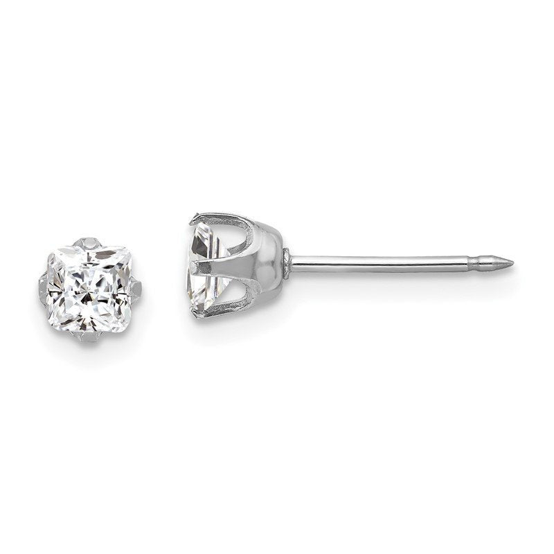 14 K White Gold 5mm Prong Earring