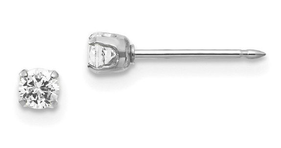 14 K White Gold Prong Earring (3mm)