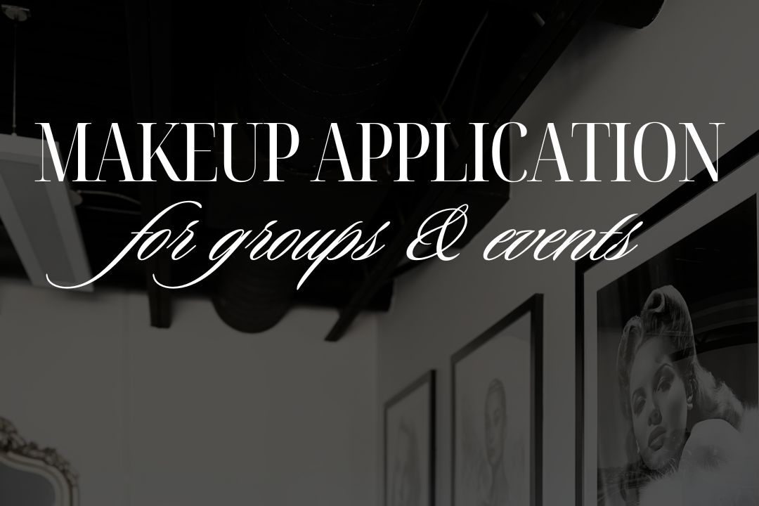 Makeup application title with pictures and mirror in background