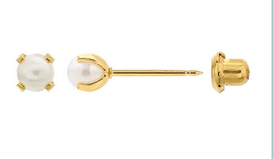 24K Gold Plated Pearl Prong (4mm)