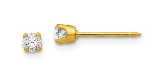 14K Yellow Gold Prong Earrings (3mm)