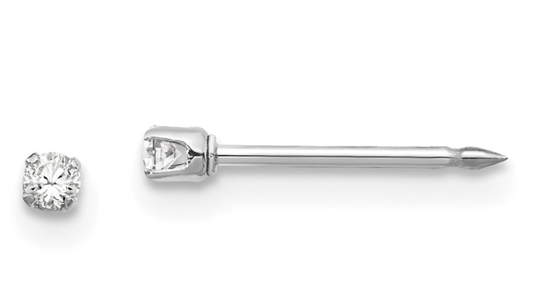 14K White Gold Earrings (2mm)